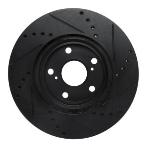 Lexus ES330 Brake Rotor (1) - Front Left - R1 Concepts - Drilled & Slotted - Black - `99-`07